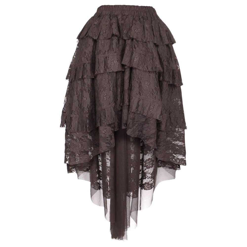 Attitude Corsets - Victorian skirt High low rok - Gothic, vampire, victoriaans - Bruin